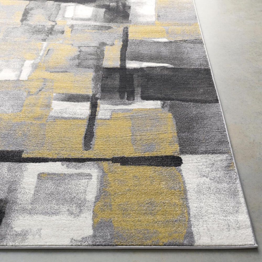 Surya Pepin PEI-1020 5&#39;3&quot; x 7&#39;6&quot; Black, Medium Gray and Mustard Area Rug, , large