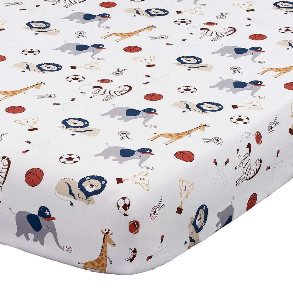 Oxford Baby Zoo Sports 3-Piece Baby Crib Nursery Bedding Set in White and Blue, , large