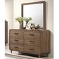 Crown Mark Nyomi 6 Drawer Dresser and Mirror in Light Brown, , large