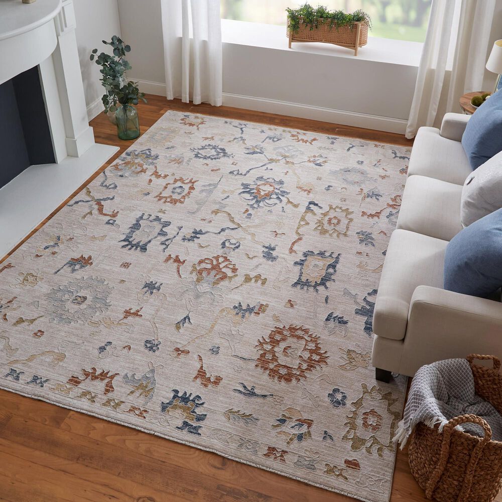Feizy Pasha 39M8F 5&#39; x 7&#39;6&quot; Ivory and Multicolor Area Rug, , large