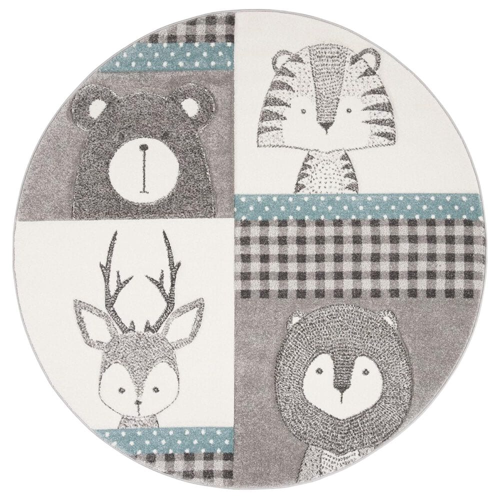 Safavieh Carousel 3" Round Grey and Ivory Kids  Area Rug, , large