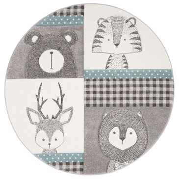 Safavieh Carousel 3" Round Grey and Ivory Kids  Area Rug, , large