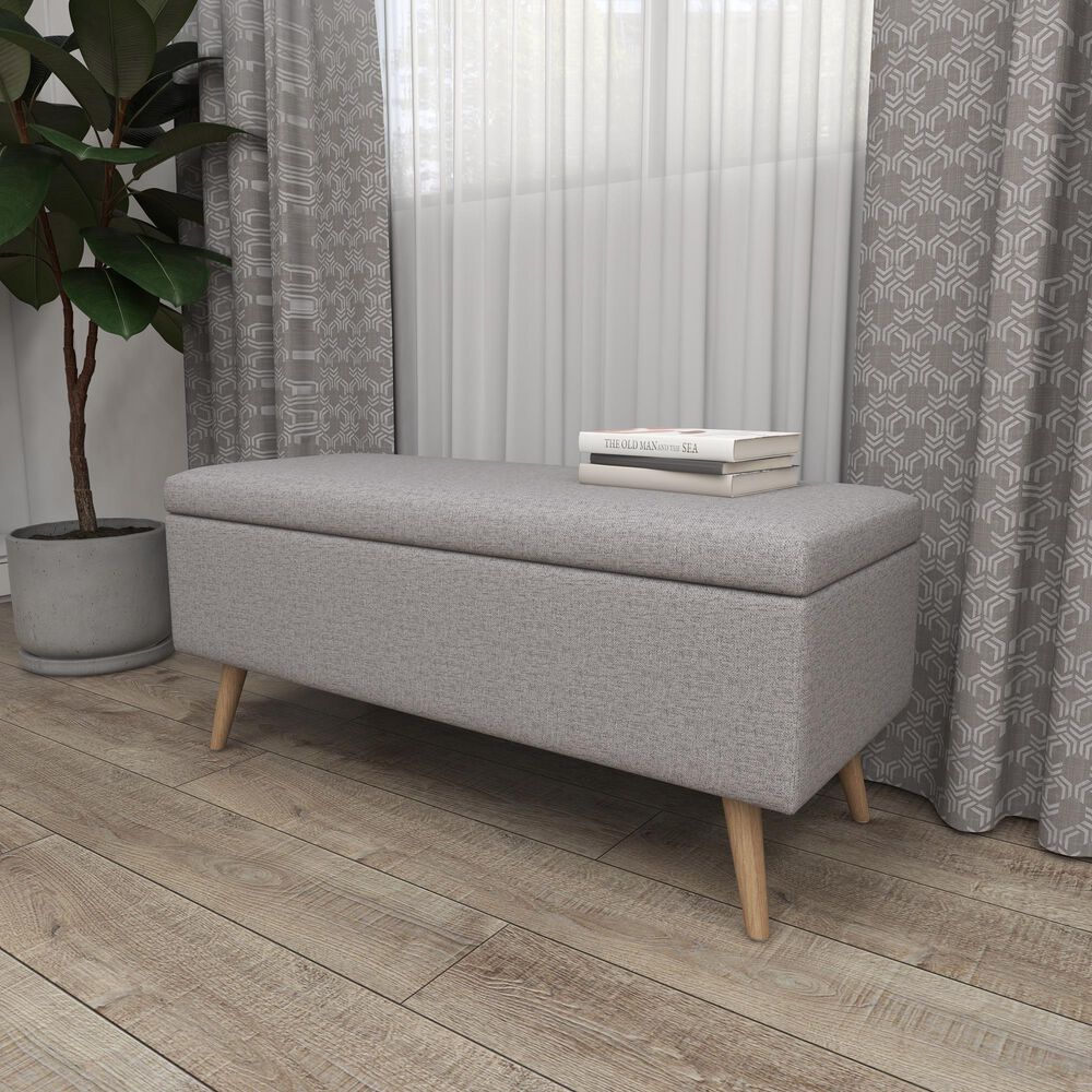 Maple and Jade Modern Storage Bench in Grey, , large