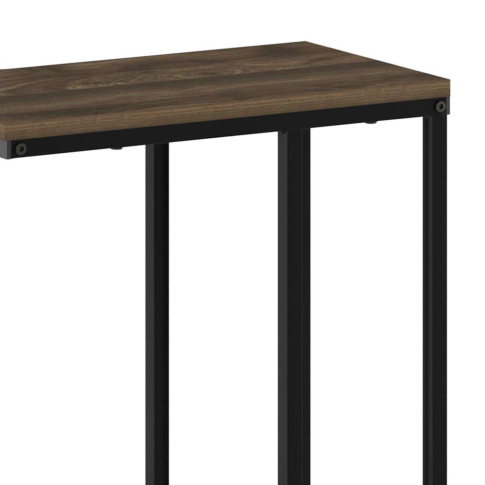 HOMLUX C Shaped Side Table in Columbia Walnut and Black, , large