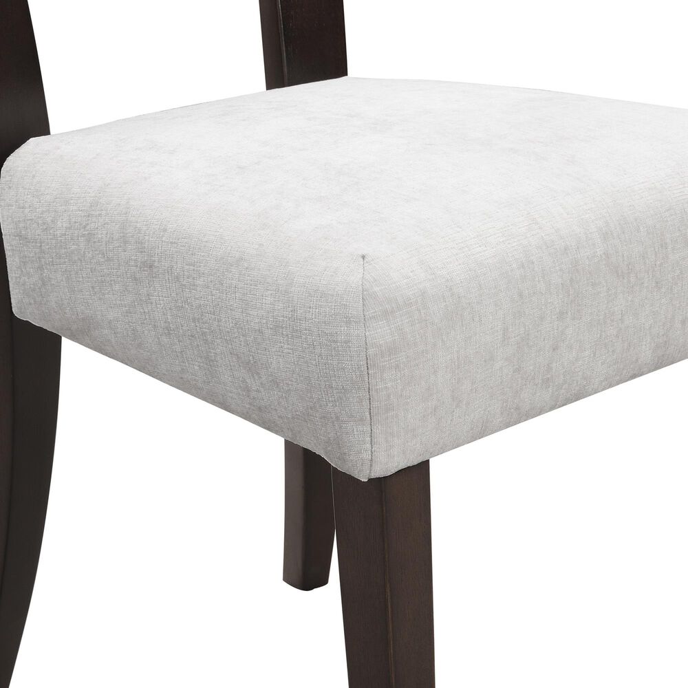 Hearth and Haven Upholstered Side Chair with Gray Cushion in Dark Brown &#40;Set of 2&#41;, , large
