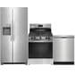 Frigidaire 3 Piece Kitchen Package with 22.3 Cu. Ft.  33" Standard Depth Side by Side Refrigerator, 30" Freestanding Gas Range with Quick Boil Burner, and 24" Built-In Dishwasher with MaxDry in Stainless Steel, , large