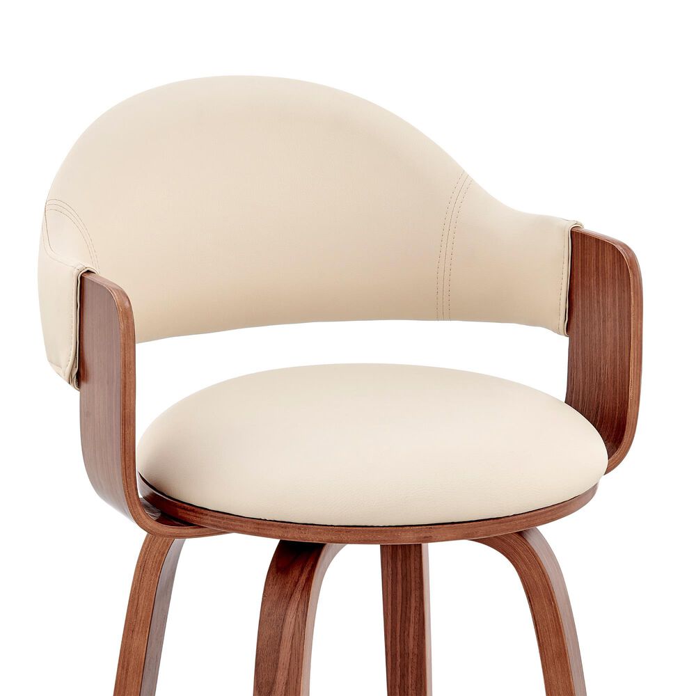 Blue River Daxton 30&quot; Swivel Barstool in Cream and Walnut, , large