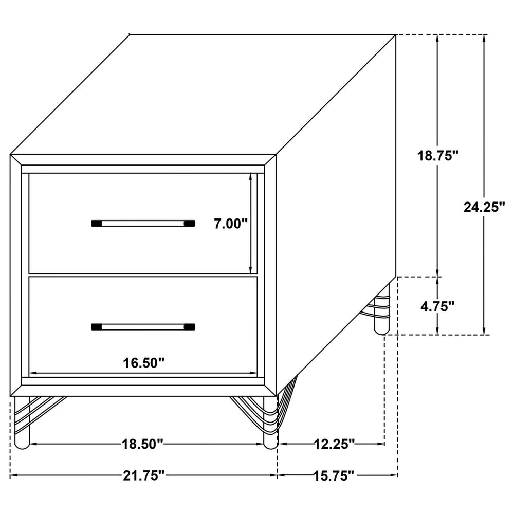 Coaster Lucia 2-Drawer Nightstand in Black and Chrome, , large