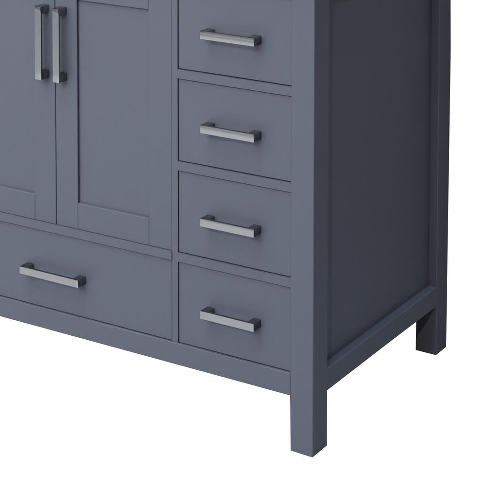 Lexora Home Jacques 36" Left Offset Single Bathroom Vanity in Dark Grey with 2 cm White Carrara Marble Top and Rectangular Sink, , large