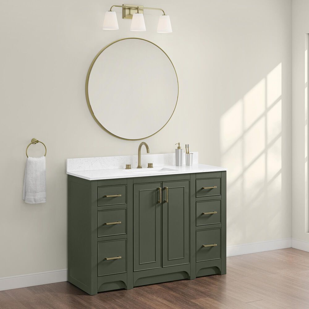 37B Lucerne 48" Single Bathroom Vanity in Deep Olive Green with Marble Top and Backsplash, , large