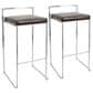 Lumisource Fuji Stackable Barstool with Brown Faux Leather in Brushed Stainless Steel (Set of 2), , large