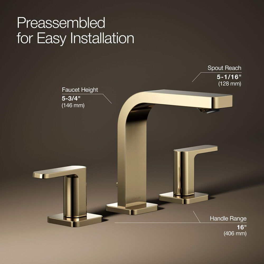 Kohler Parallel Widespread Bathroom Sink Faucet in Vibrant French Gold, , large
