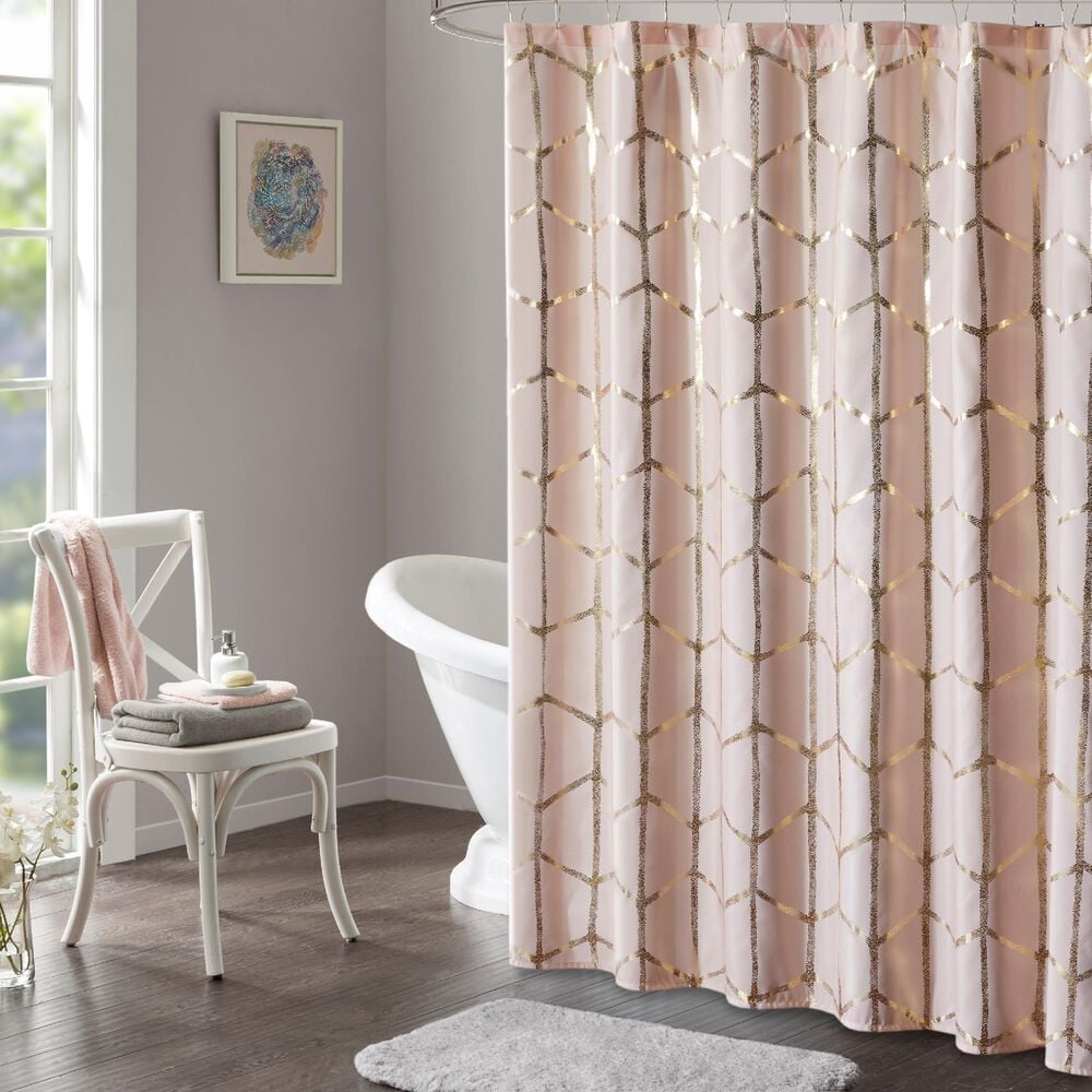 Hampton Park Raina 72" Shower Curtain in Blush and Gold, , large