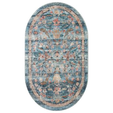 Rifle Paper Co Crafted by Cloth and Company Courtyard 2"3" x 3"9" Oval Eve Blue Area Rug, , large