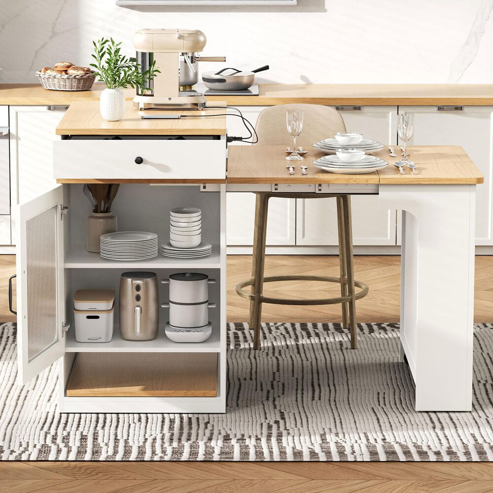HOMLUX 60" Kitchen Island in White, , large