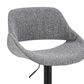 LumiSource Fabrico Swivel Adjustable Bar Stool with Grey Noise Fabric Upholstery and Rounded T Footrest in Black (Set of 2), , large