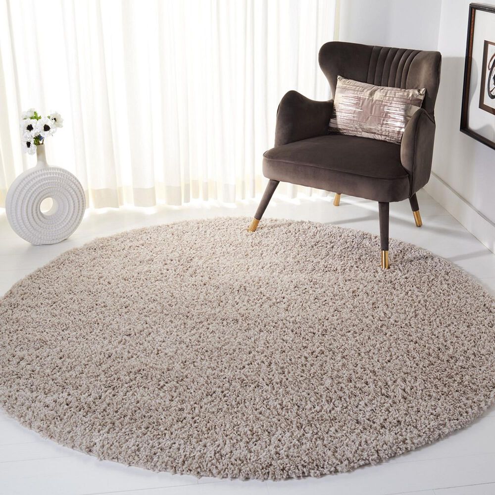 Safavieh Venus Shag 2&#39;7&quot; Round Taupe Area Rug, , large
