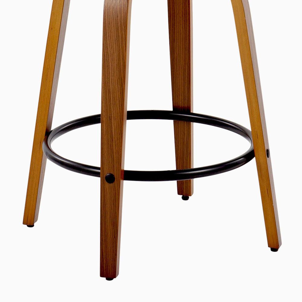 LumiSource Grotto 26" Swivel Counter Stool with Black Faux Leather Upholstery in Walnut and Black (Set of 2), , large