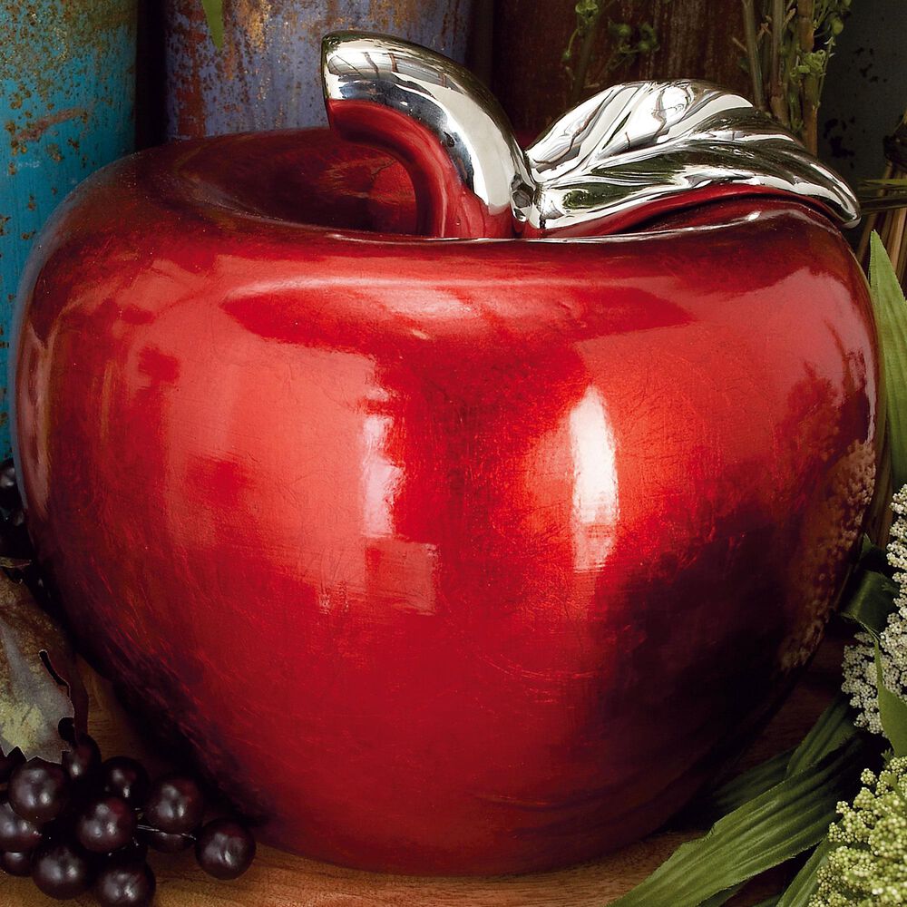 Maple and Jade 9" x 11" Pear Sculpture in Red, , large
