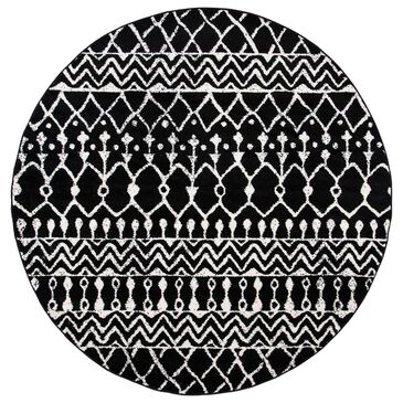 Safavieh Tulum TUL270 5" Round Black and Ivory Area Rug, , large