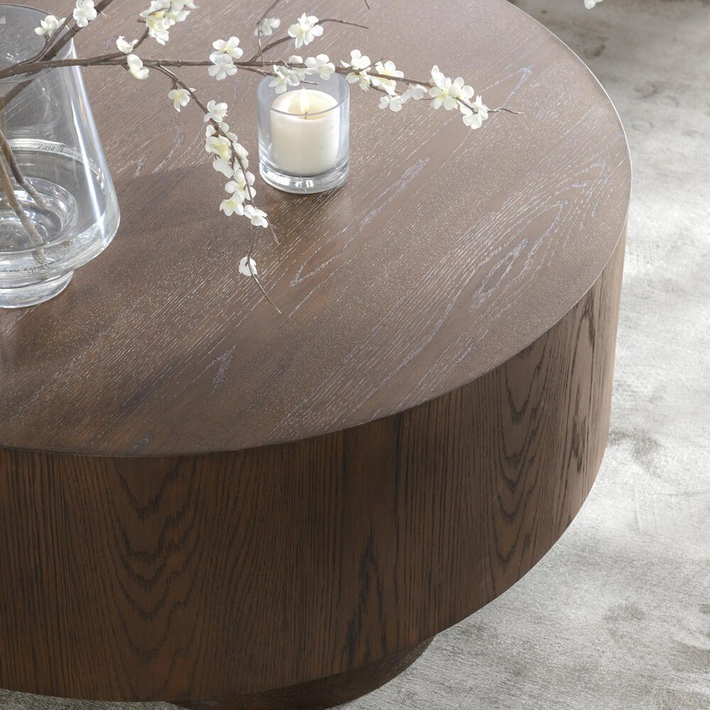 Classic Home Runa Round Coffee Table in Coffee Brown, , large