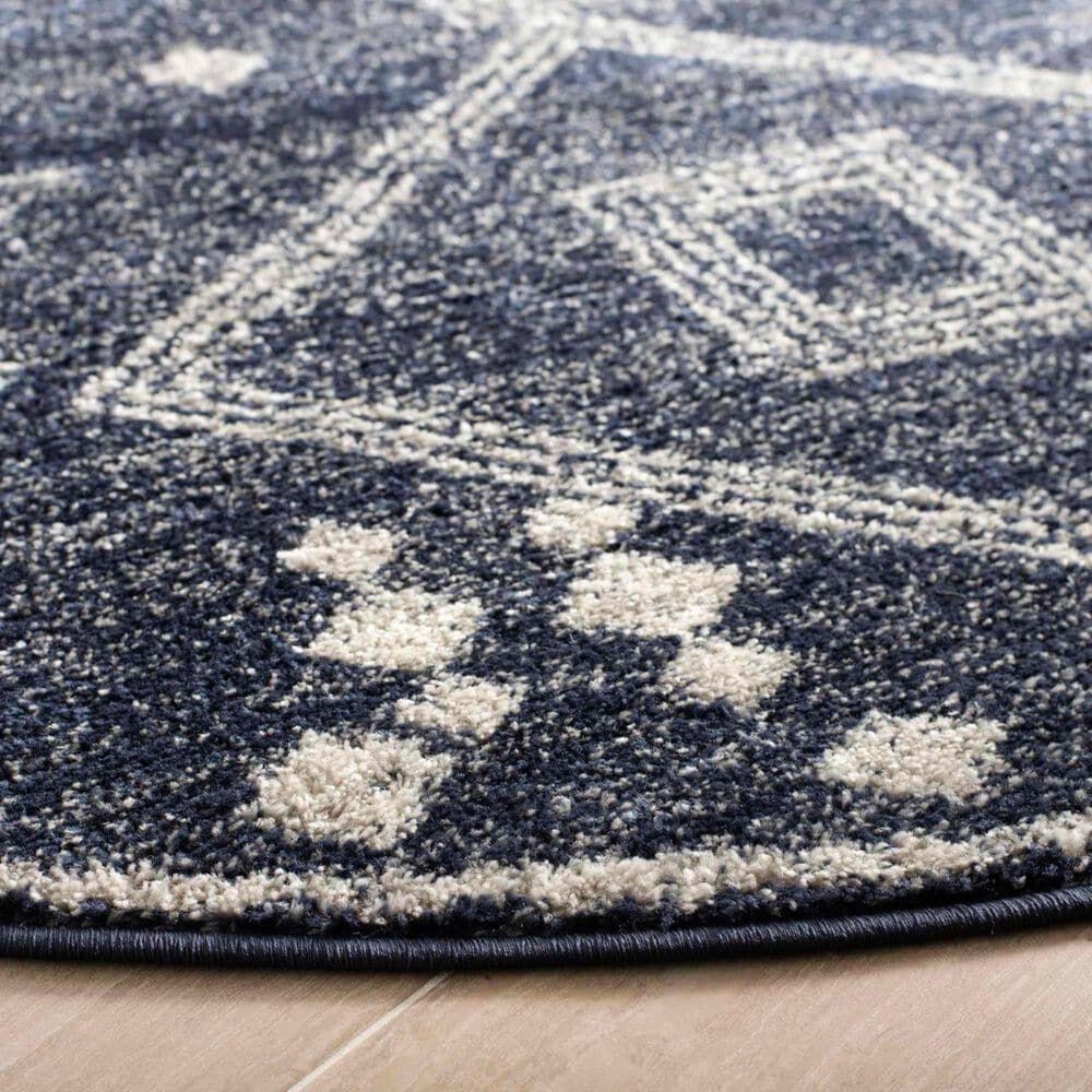 Safavieh Adirondack ADR208N 6&#39; Round Navy and Silver Area Rug, , large