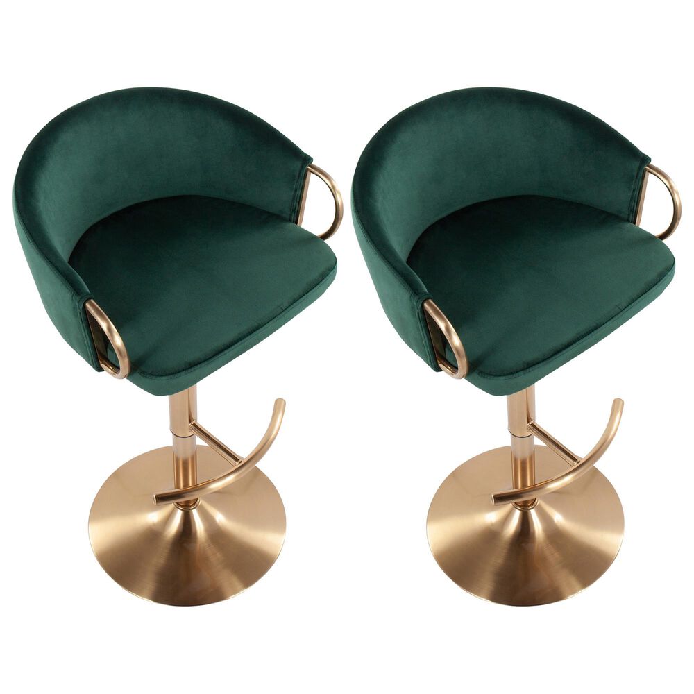 Lumisource Claire Swivel Barstool with Green Cushion in Gold &#40;Set of 2&#41;, , large