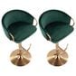 Lumisource Claire Swivel Barstool with Green Cushion in Gold (Set of 2), , large