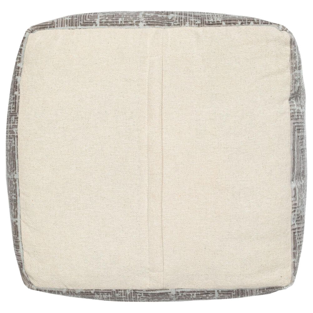 LR Home 18" Square Pouf in Gray and Beige, , large