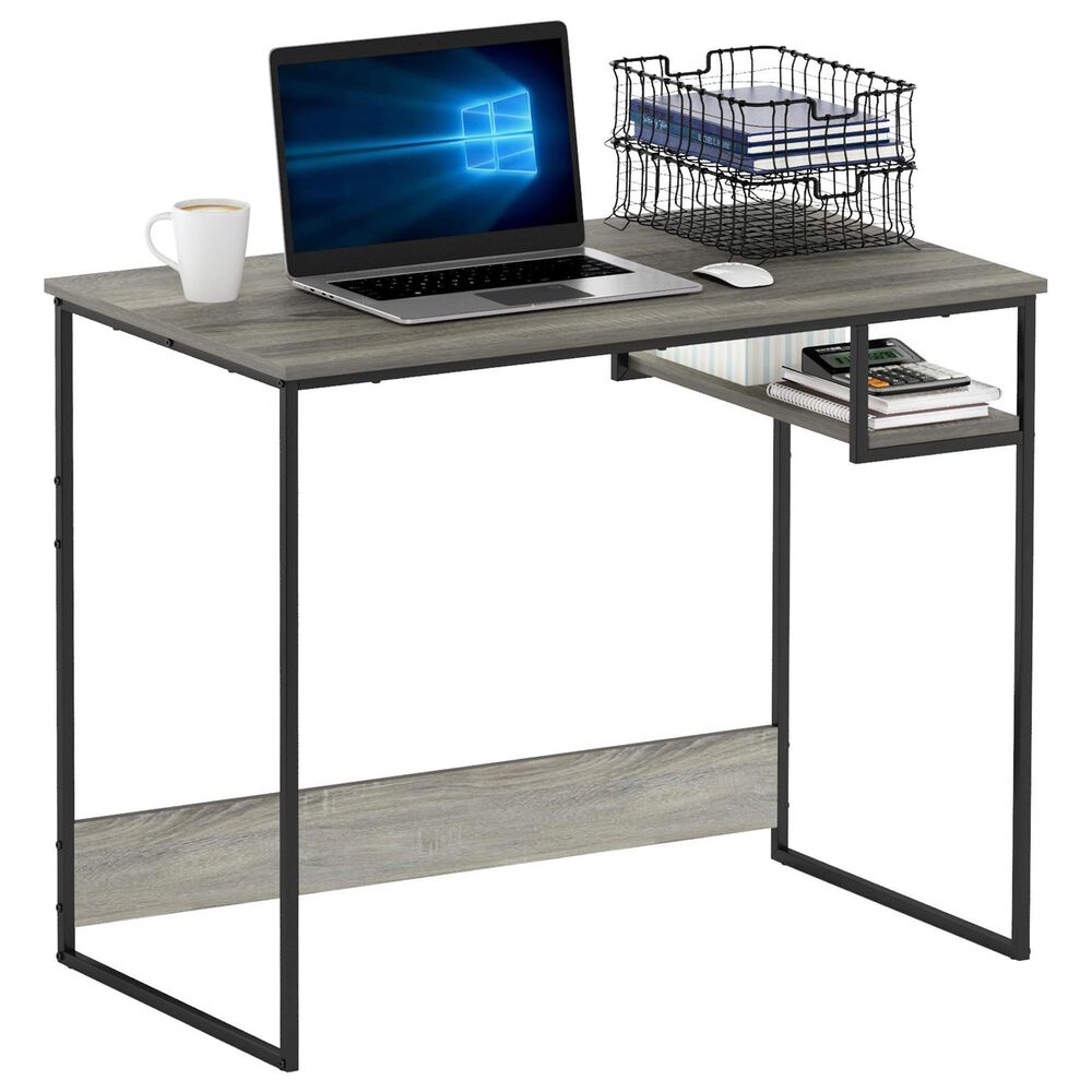 HOMLUX Moretti 35" Study Desk with Open Storage Space in French Oak Grey, , large