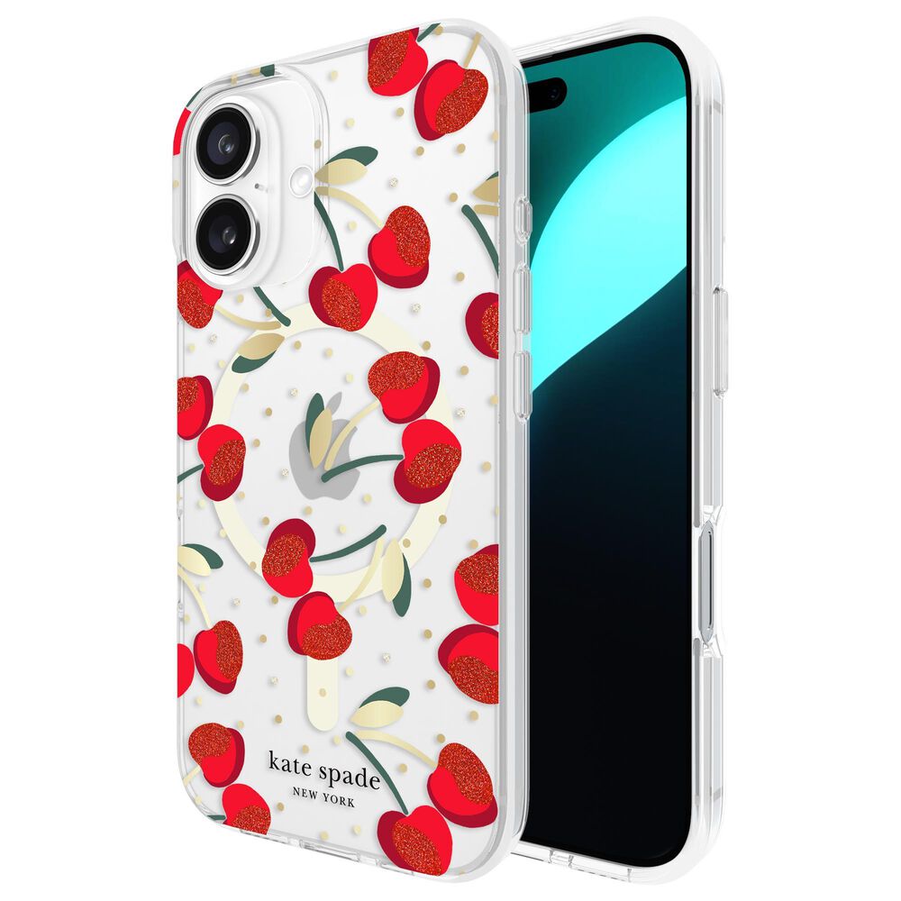 Kate Spade Protective MagSafe Case for iPhone 16 in Cherry Dot, , large