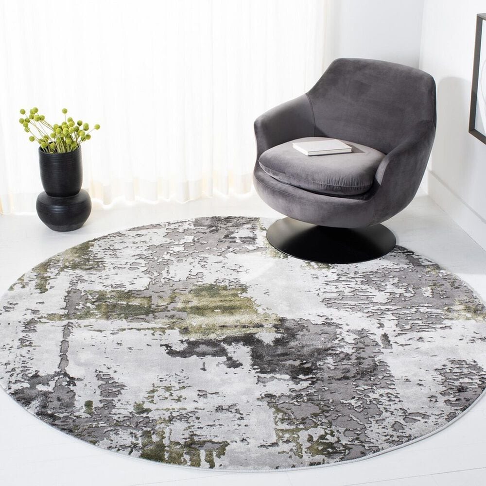 Safavieh Craft CFT820Y 4&#39; Round Grey and Green Area Rug, , large