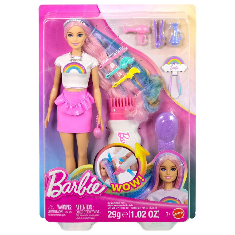 Barbie Rainbow Sparkle Hair Fashion Doll with Extra-Long Hair, , large