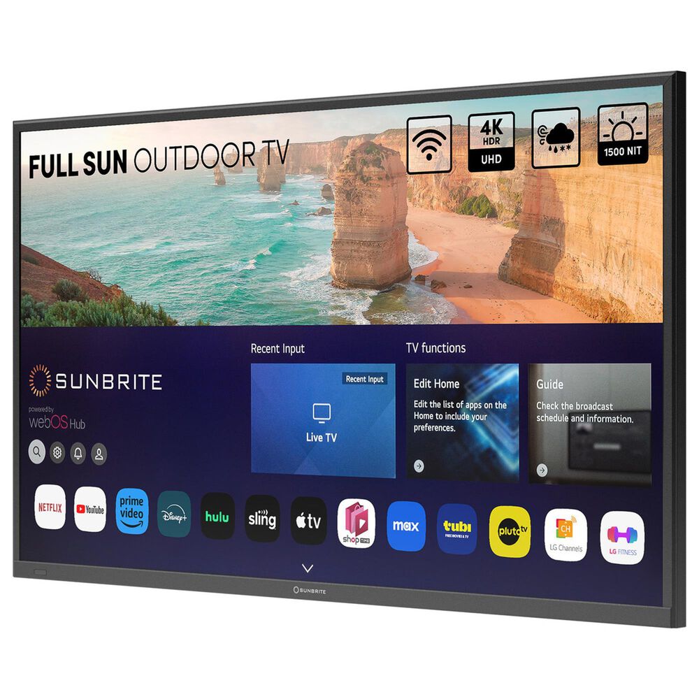 Sunbrite 55" Solis Series Outdoor Full Sun 4K UHD HDR - Smart TV with Premium Large Tilt Mount in Black, , large