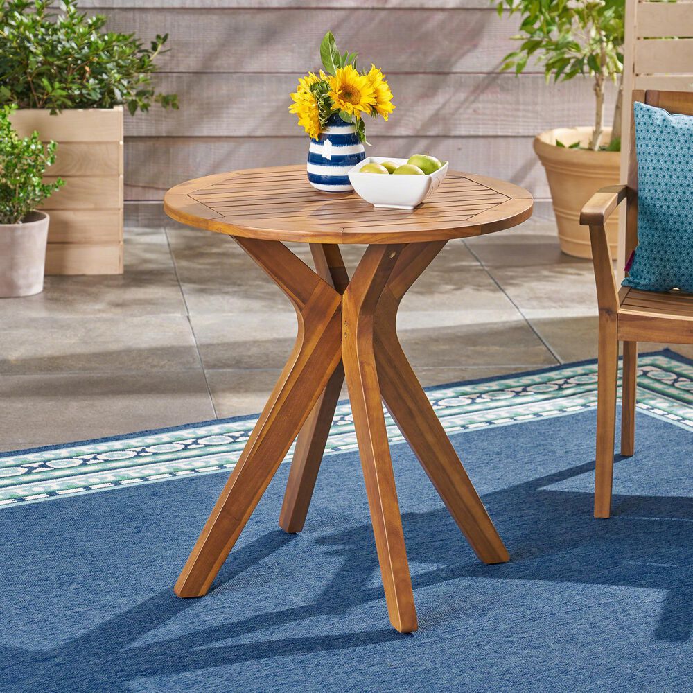 Hearth and Haven Stamford Patio Bistro Table in Teak, , large