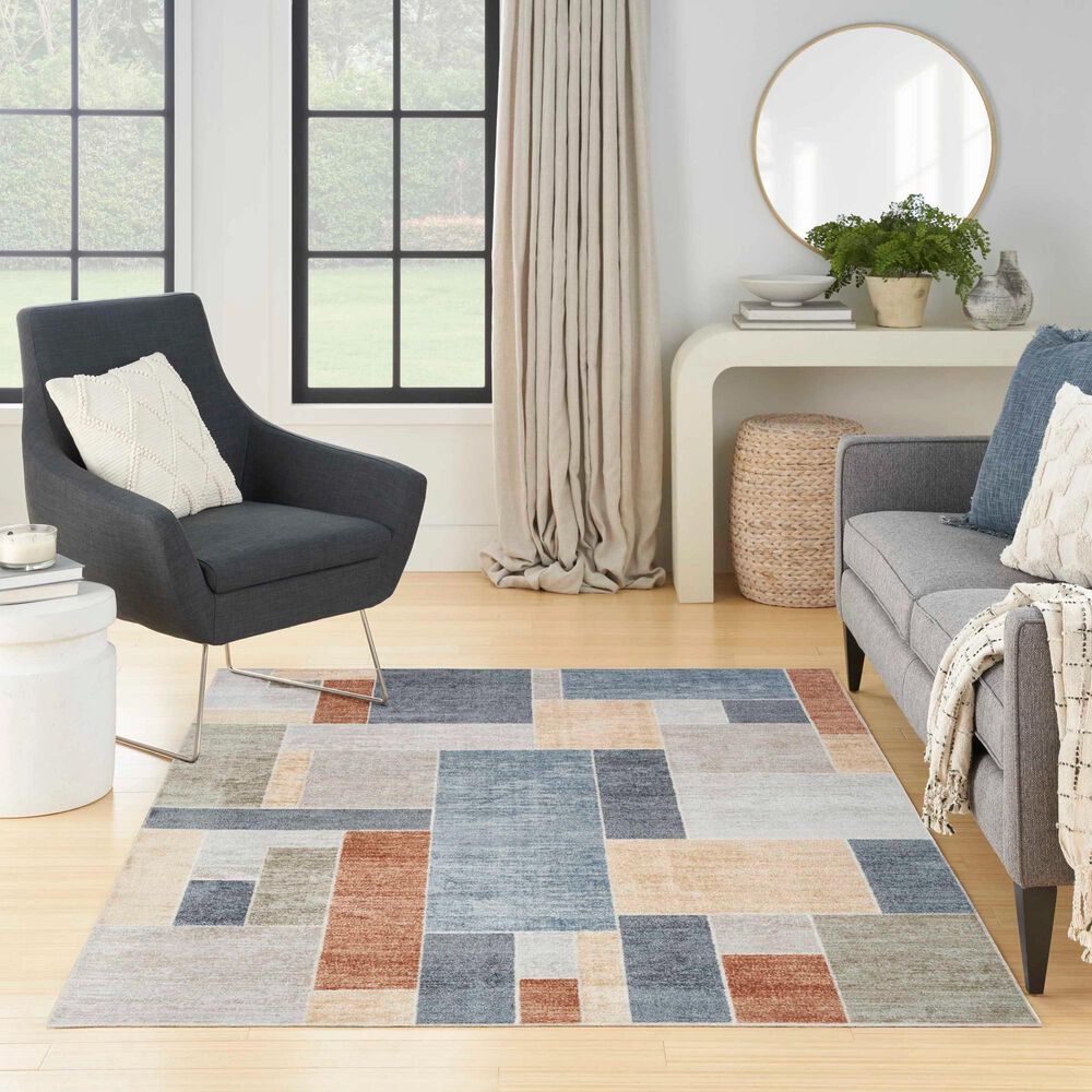Nourison Astra Machine Washable Geometric 4&#39; x 6&#39; Multicolor Area Rug, , large