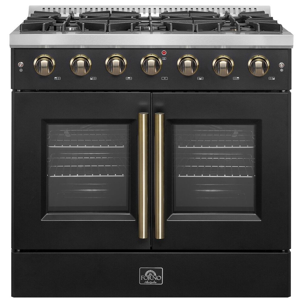 Forno Galiano 36" Freestanding French Door Gas Range in Black, , large