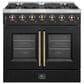 Forno Galiano 36" Freestanding French Door Gas Range in Black, , large