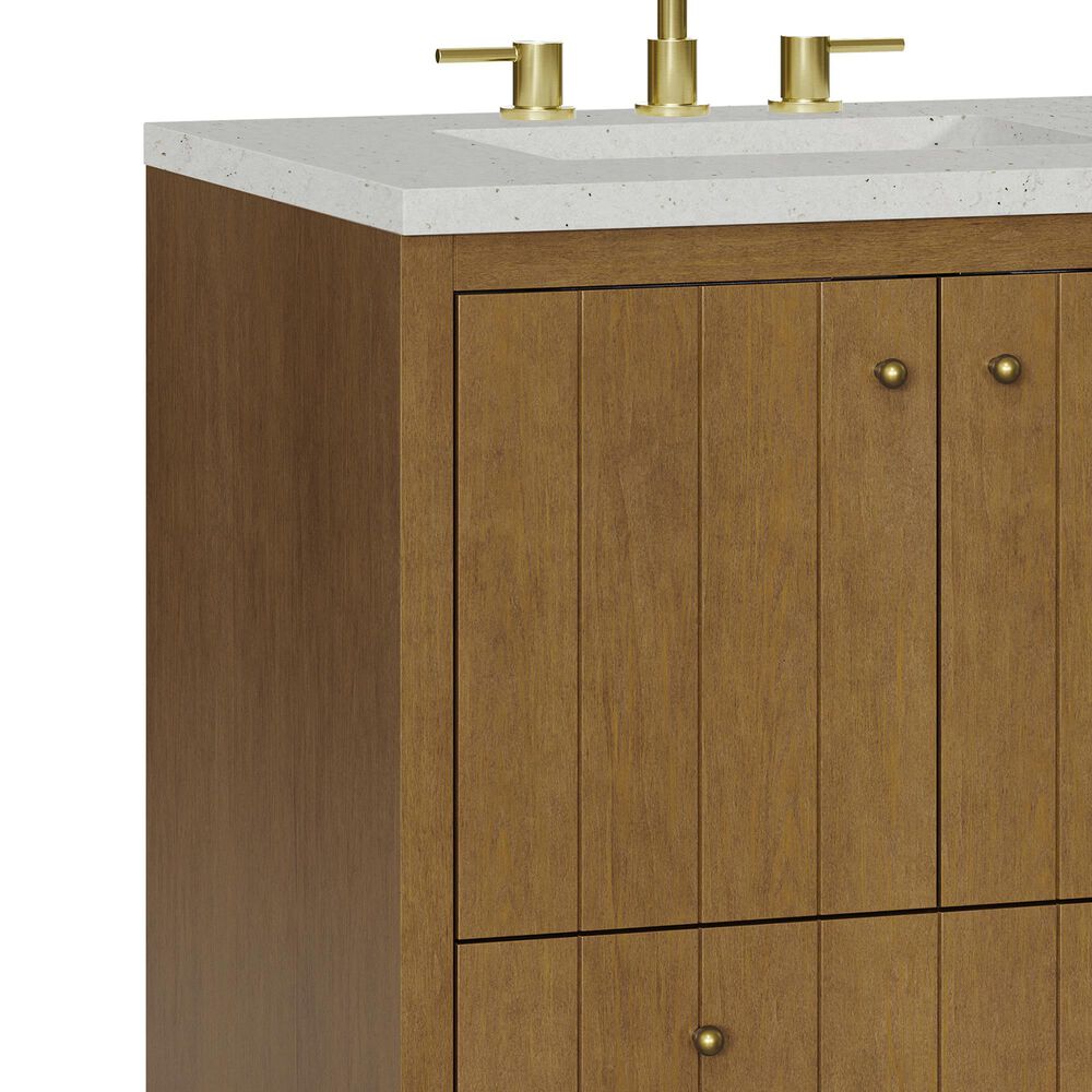 James Martin Hudson 30" Single Bathroom Vanity in Honey Oak with 3 cm Lime Delight Silestone Top and Rectangular Sink, , large