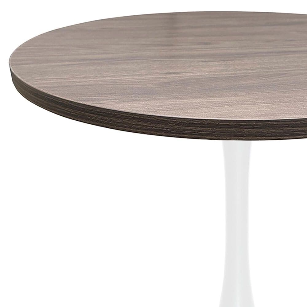 Leisuremod LeisureMod Bristol Dining table, White Base with 36 Round Dark Walnut MDF top, , large