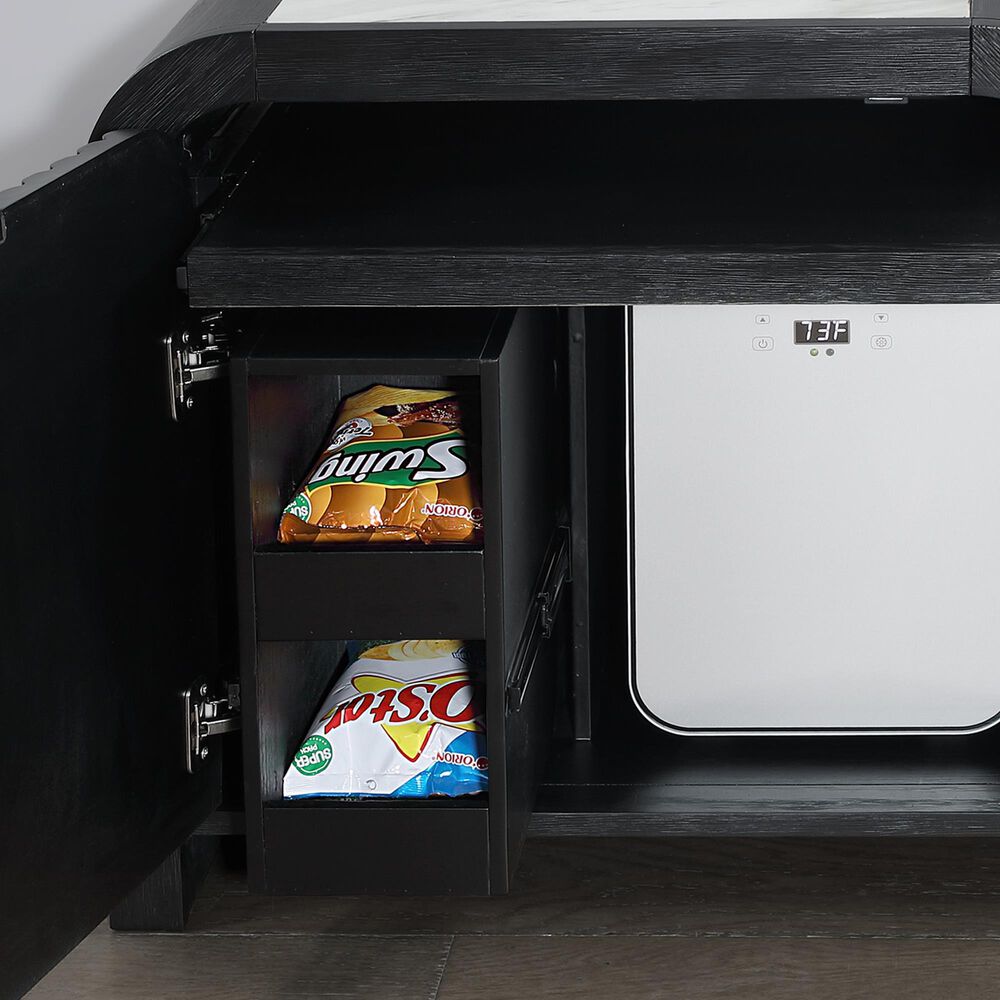 Modern Market Becket Wood and Faux Stone Nightstand with Speakers LED Lights and Refrigerator, , large