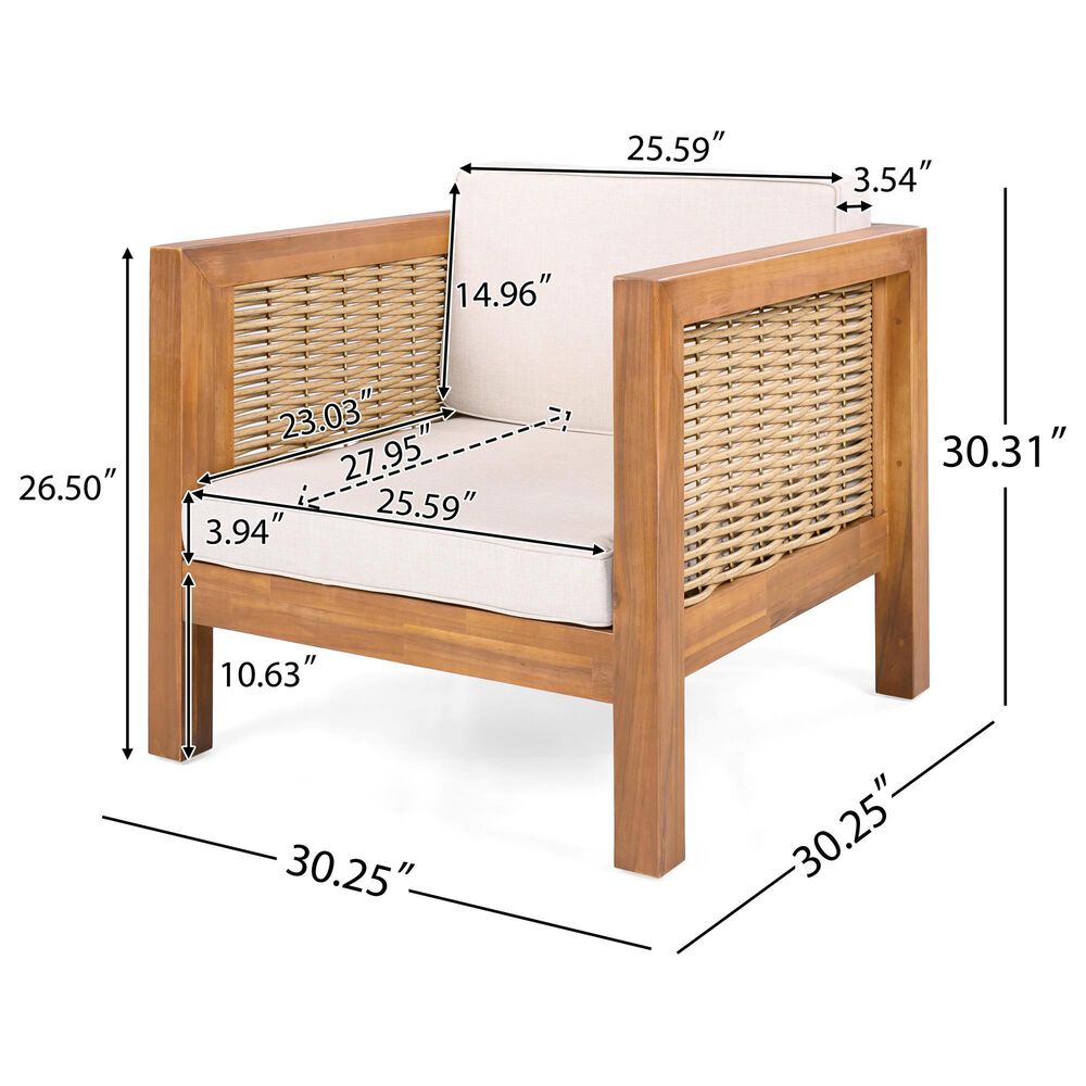 Hearth and Haven Outdoor Club Chair with Teak Frame in Beige (Set of 2), , large