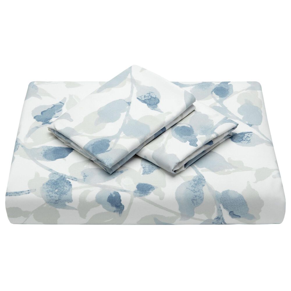 Layered Leaf 3-Piece Queen Duvet Cover Set in Blue and Taupe, , large