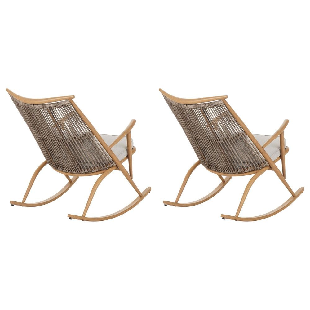 Hearth and Haven Outdoor Rocking Chair with PE Rattan Backrest in Gray (Set of 2), , large