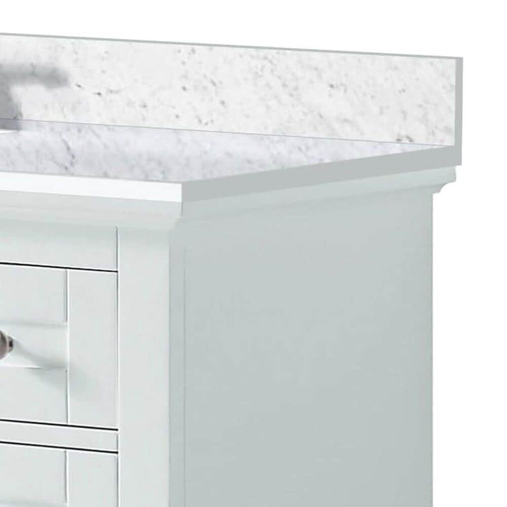 Lexora Home Dukes 84&quot; Double Bathroom Vanity in White with 2 cm White Carrara Marble Top and Rectangular Sinks, , large