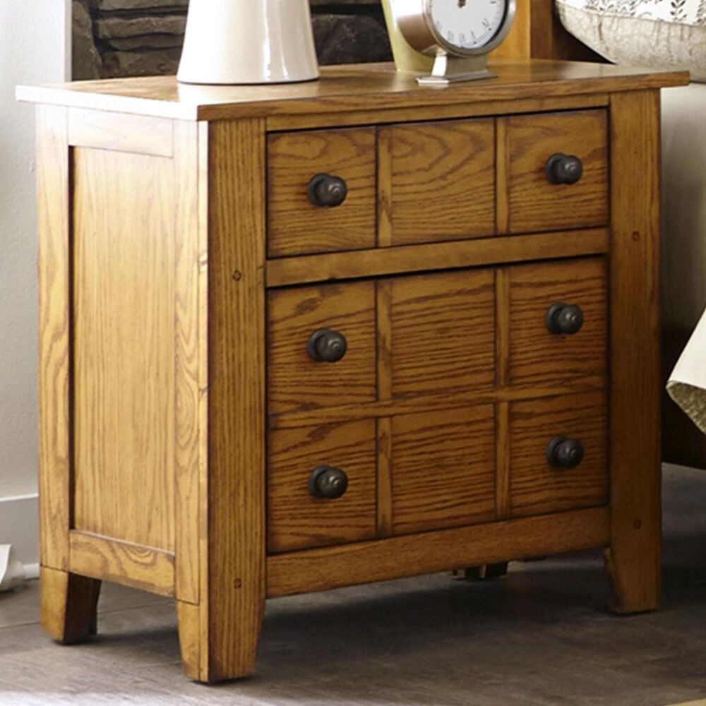 Belle Furnishings Grandpas Cabin Nightstand in Aged Oak, , large