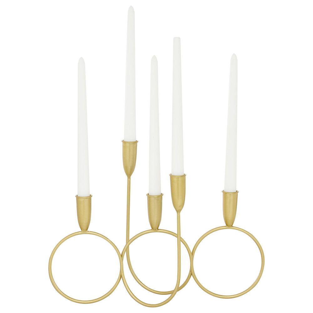 Maple and Jade Metal Decorative Candelabra in Polished Gold, , large