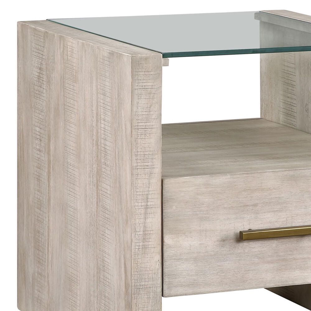 Steve Silver Garland End Table in Washed Parchment and Clear, , large