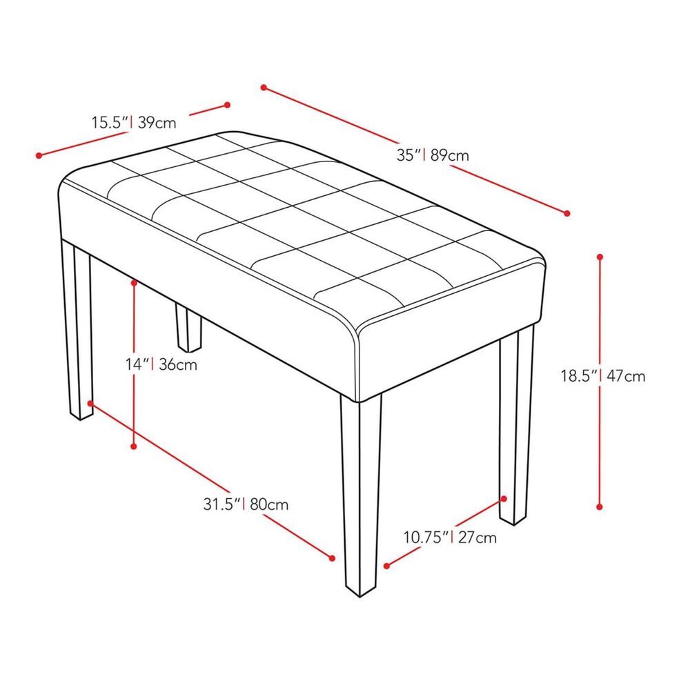 CorLiving California Panel Bench in Black, , large