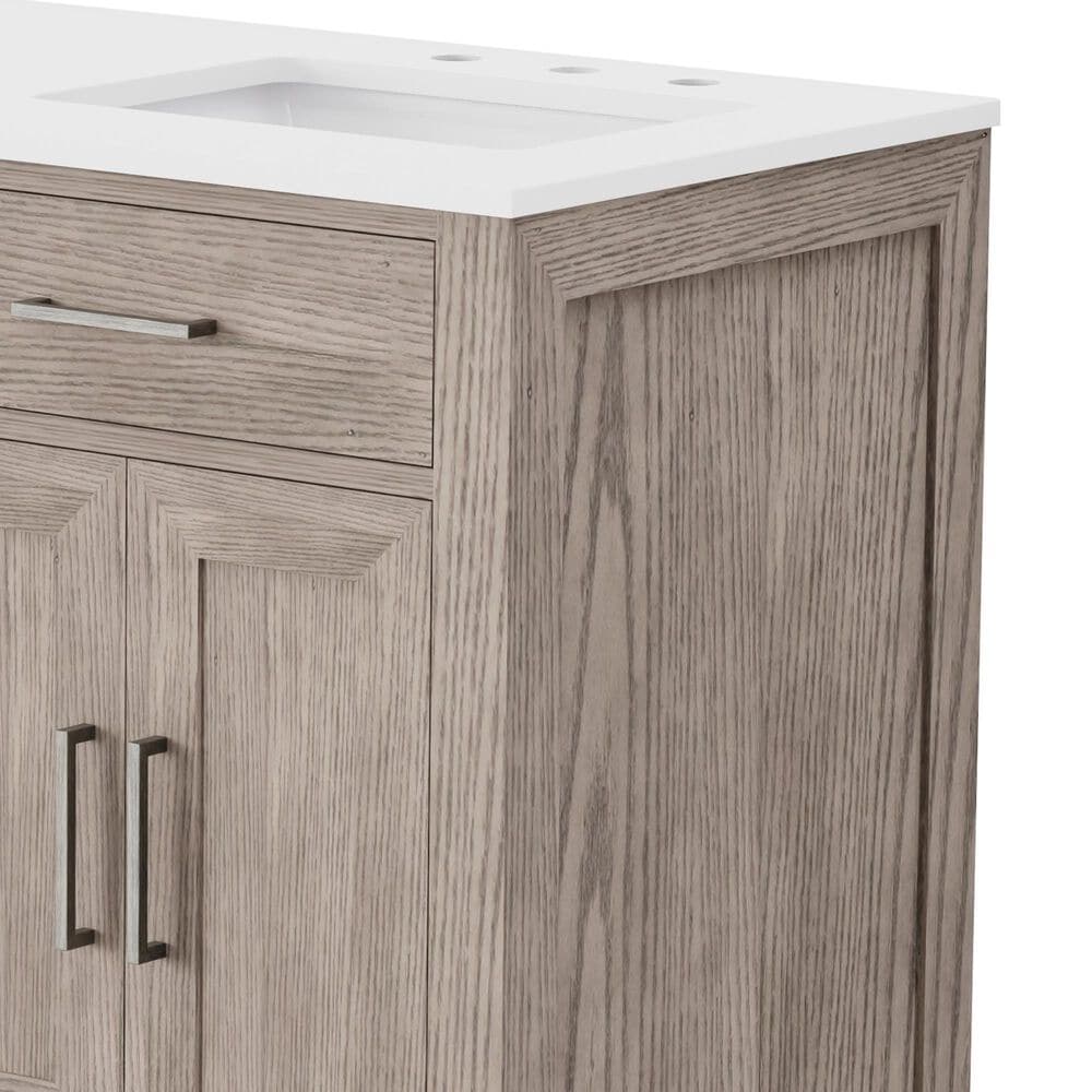Lexora Home Abbey 60" Double Bathroom Vanity in Grey Oak with 2 cm White Quartz Top and Rectangular Sinks, , large